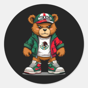 Pegatina Redonda Viva México Bandera Mexicana osos Cinco De Mayo Me