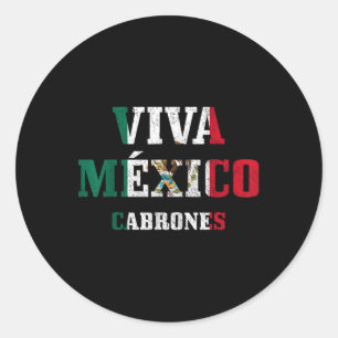 Pegatina Redonda Viva México Cabrones Funny Cinco De Mayo Mexico F