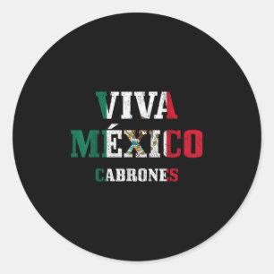 Pegatina Redonda Viva México Cabrones Funny Cinco De Mayo Mexico F