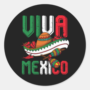 Pegatina Redonda Viva México cinco de mayo