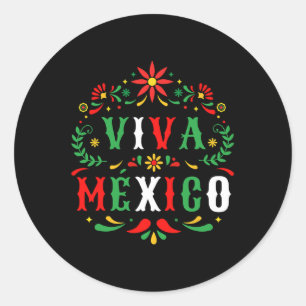 Pegatina Redonda Viva México Por El Día De La Independencia Mexican