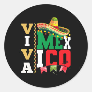 Pegatina Redonda Viva México Por El Día De La Independencia Mexican