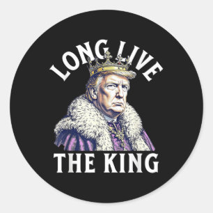 Pegatina Redonda Vive a Trump, larga vida al Rey Patrioti Americano