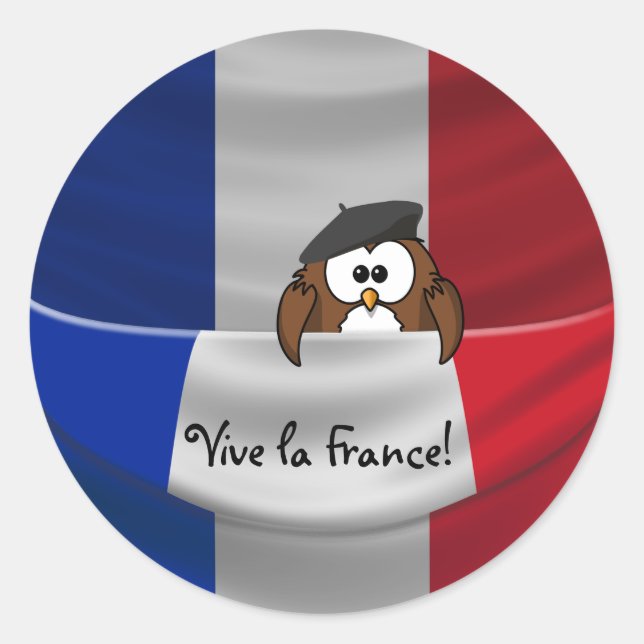 Pegatina Redonda ¡Vive la Francia! (Anverso)