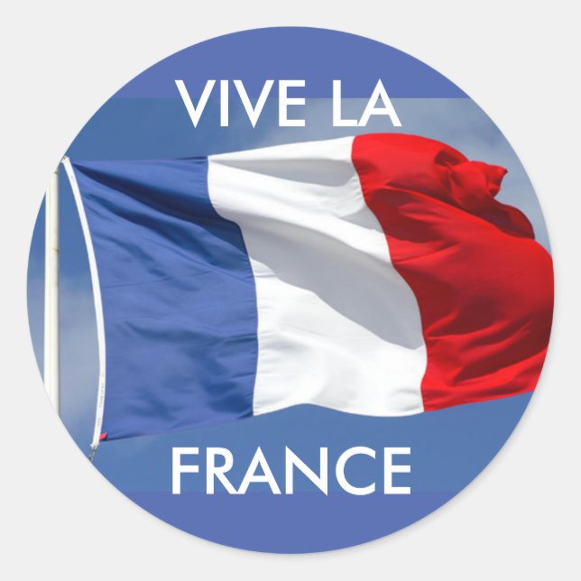 Pegatina Redonda ¡Vive la Francia! (Anverso)