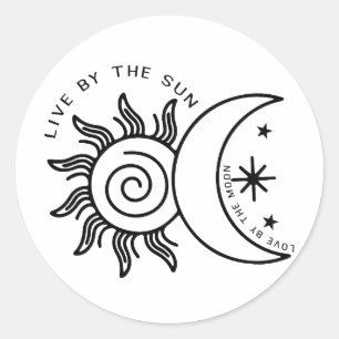 Pegatina Redonda "Vive por el sol, amor por la luna-celeste