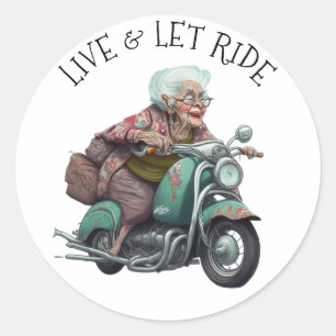 Pegatina Redonda Vive y deja viajar en motocicleta
