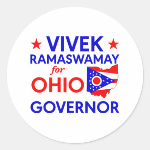 Pegatina Redonda Vivek Ramaswamy, Estado De Excelencia Para Ohio Go