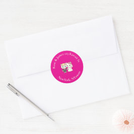 Pegatina Redonda Vivid Pink Y2K Anime Gothic Cat Return Address