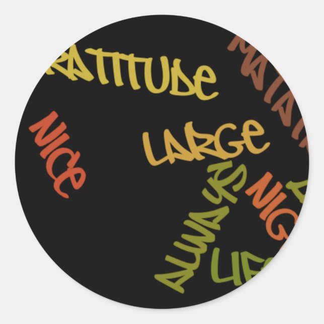 Pegatina Redonda Vivida en vivo Gran arte de Word (Anverso)