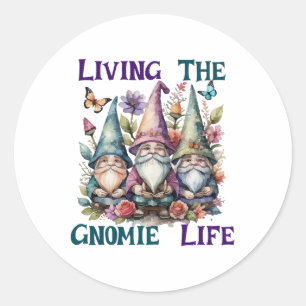 Pegatina Redonda Viviendo La Vida De Gnome