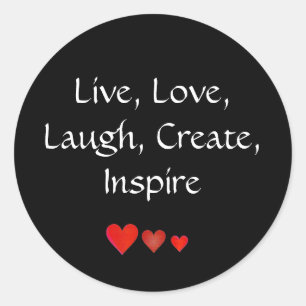 Pegatina Redonda Vivo, amor, risa, cree, inspire