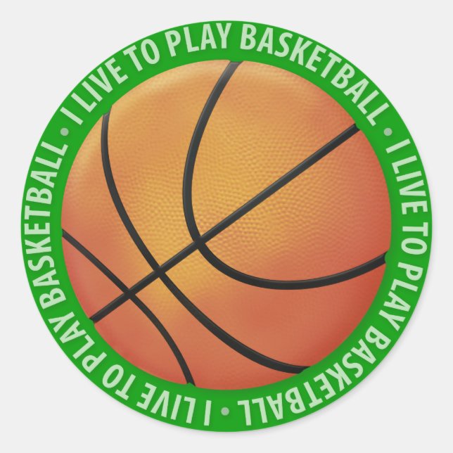 Pegatina Redonda Vivo Para Jugar Básquetbol | Regalos deportivos (Anverso)