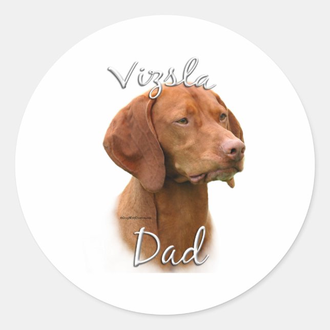 Pegatina Redonda Vizsla Dad 2 (Anverso)