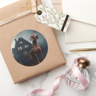 Pegatina Redonda Vizsla Halloween Scary