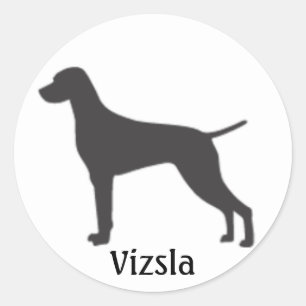 Pegatina Redonda Vizsla Silhouette