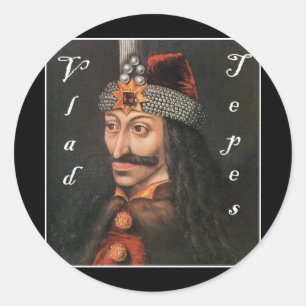 Pegatina Redonda Vlad Tepes con nombre en Blackadder