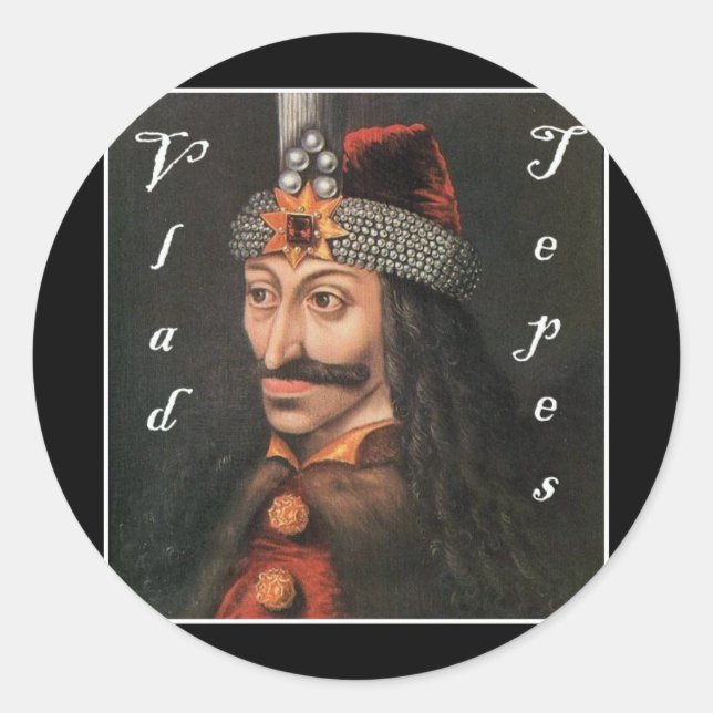 Pegatina Redonda Vlad Tepes con nombre en Blackadder (Anverso)
