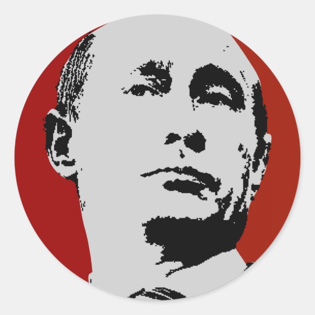 Pegatina Redonda Vladimir Putin Rojo (Anverso)