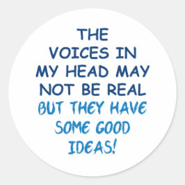 Pegatina Redonda Voces en mi cabeza