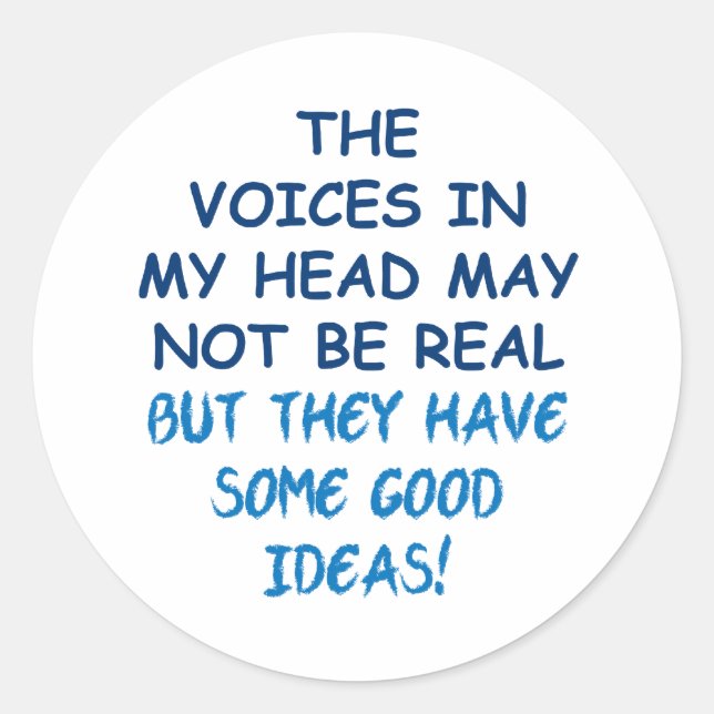 Pegatina Redonda Voces en mi cabeza (Anverso)