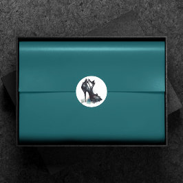 Pegatina Redonda Vogue gótico | Splash Verde azulado y talón alto S