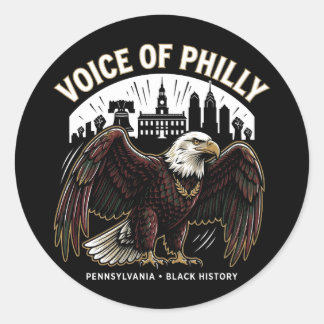 Pegatina Redonda Voice of Philly Bald Eagle Black History Heritage 