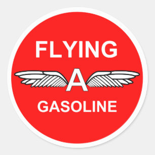 Pegatina Redonda Volando Una Gasolina