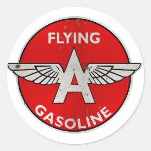 Pegatina Redonda Volando una versión de Gasolina oxidada