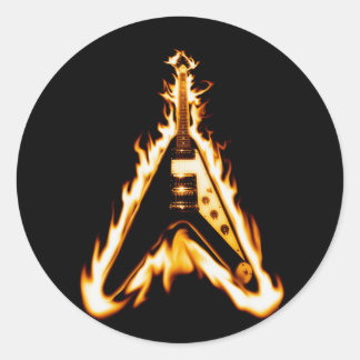 Pegatina Redonda Volando V Guitar