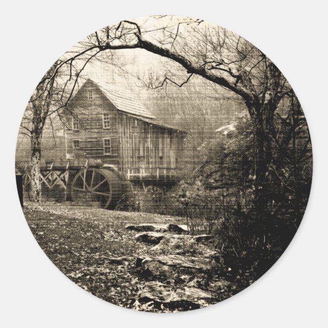 Pegatina Redonda Volante de agua de cosecha (Anverso)