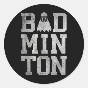 Pegatina Redonda Volantes De Bádminton Lanzadera Jugadores De Bádmi
