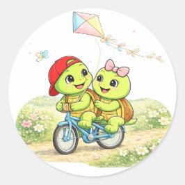 Pegatina Redonda Volar una Cometa