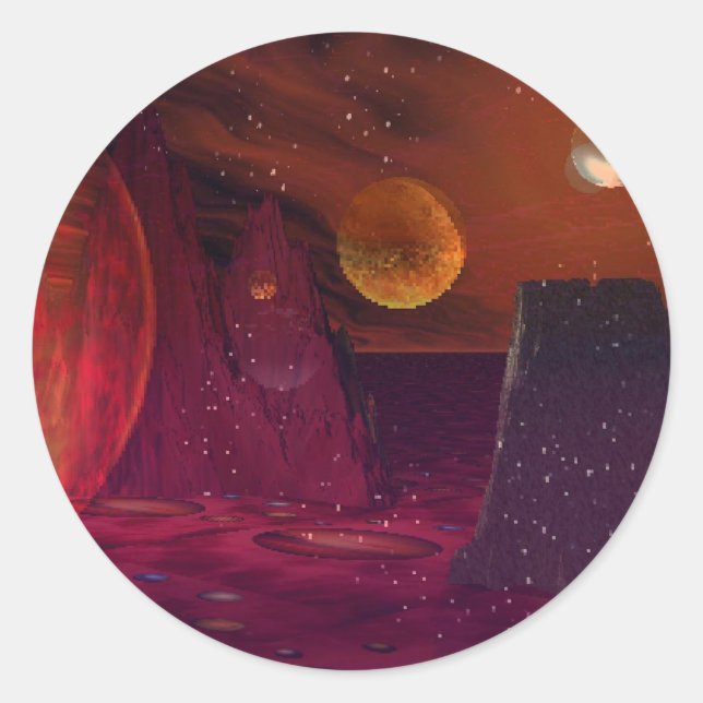 Pegatina Redonda Volcanes en Marte (Anverso)