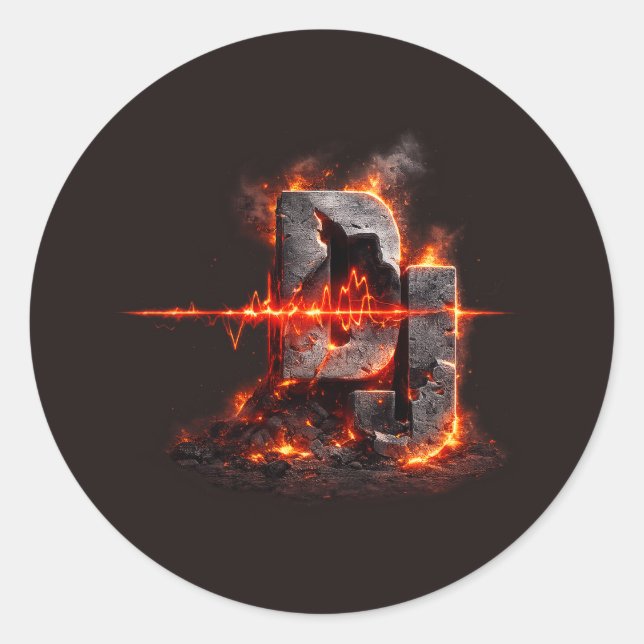 Pegatina Redonda Volcanic Pulse DJ (Anverso)