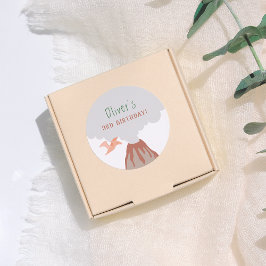 Pegatina Redonda Volcano Dinosaur Boy Birthday