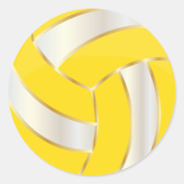 Pegatina Redonda Voleibol amarillo, dorado y blanco