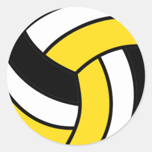 Pegatina Redonda Voleibol amarillo y blanco