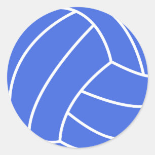 Pegatina Redonda Voleibol azul real y blanco