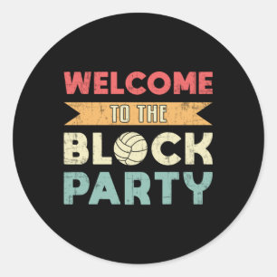 Pegatina Redonda Voleibol Bienvenidos Al Ball Beach Block Fiesta