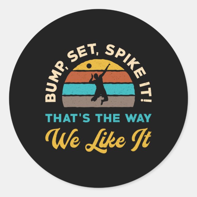 Pegatina Redonda Voleibol Bump Set Spil It Voleibol Player (Anverso)