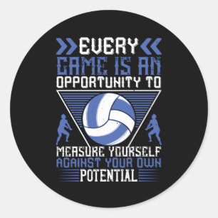 Pegatina Redonda Voleibol - Cada Juego Es Una Oportunidad