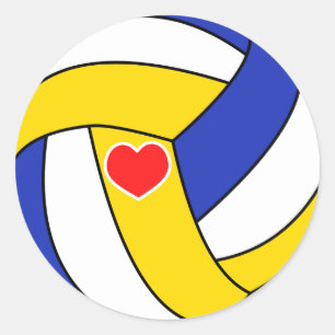 Pegatina Redonda Voleibol de amor - Balonmano deportiva con corazón