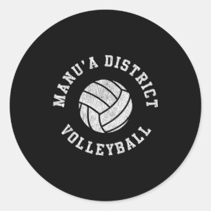 Pegatina Redonda Voleibol de Distrito de Manua Retro Distressed Equ