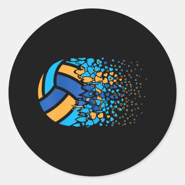 Pegatina Redonda Voleibol de playa Corazón (Anverso)