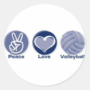 Pegatina Redonda Voleibol del amor de la paz