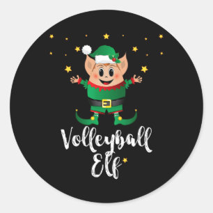 Pegatina Redonda Vóleibol Elf Xmas Elves Grupo Familiar Coincidenci