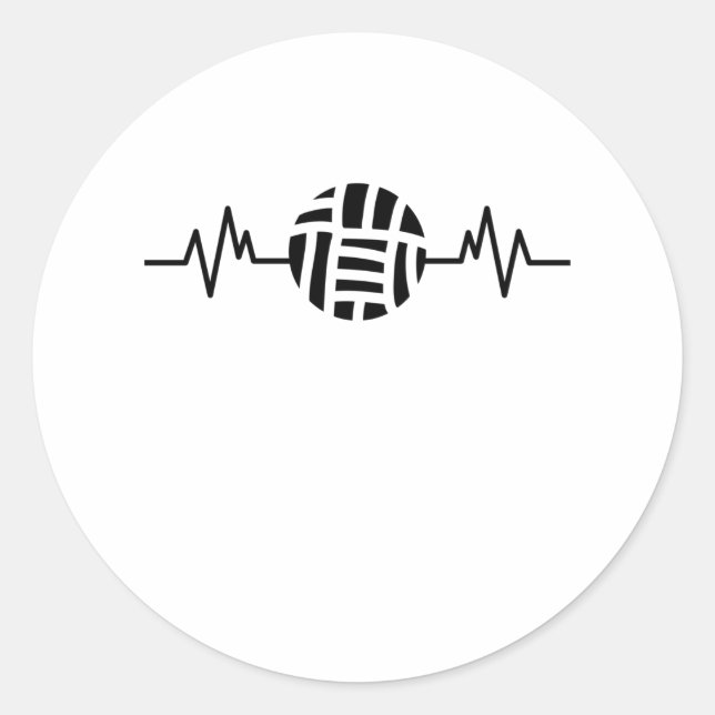 Pegatina Redonda Voleibol Funny Beach Volleyball Heart Sport Gift (Anverso)