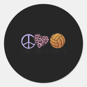Pegatina Redonda Voleibol Lover diversión Paz amor Voleibol