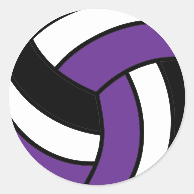 Pegatina Redonda Voleibol morado y blanco (Anverso)
